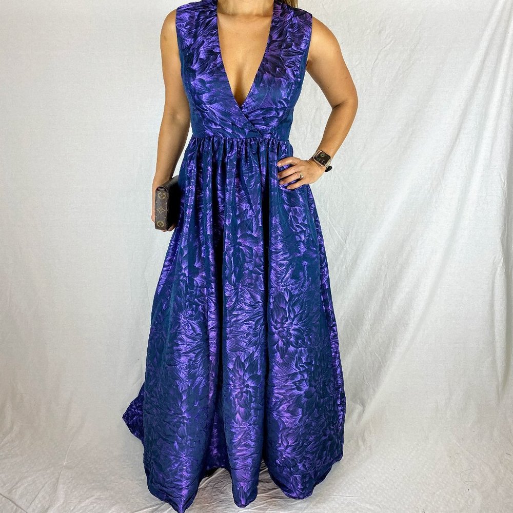 Monique Lhuillier Purple V-Neck Ball Gown $1,000